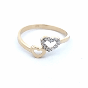 9CT YG DOUBLE HEART PAVE CZ RING