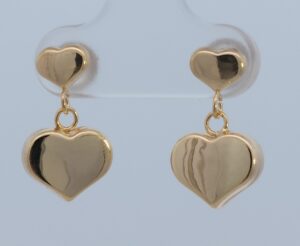 9CT YG HEART DROP EARRING