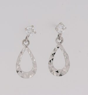 9CT WG Drop Earring with Cubic Zirconia