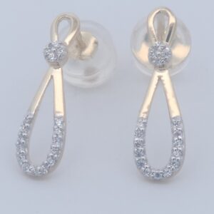9CT YG CUBIC DROP EARRING