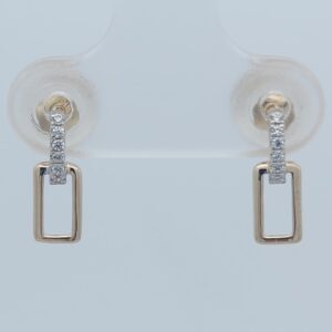 9CT YG CUBIC DROP EARRINGS