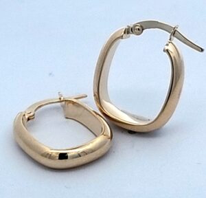 9CT YG SQUARED OVAL HOOP 4MMX20MM OUTSIDE DIAM