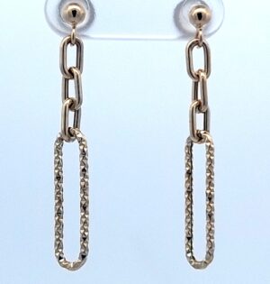 9CT YG PAPERCLIP LINK STYLE DROP EARRING