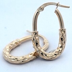 9CT YG FANCY OVAL HOOP