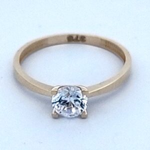 9CT YG SOLITAIRE CZ RING