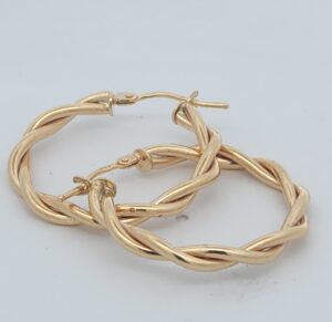 9CT YG FANCY TWIST HOOP