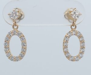 9CT YG CUBIC DROP EARRING