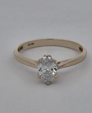 9CT YG OVAL LAB DIAMOND SOLITAIRE RING