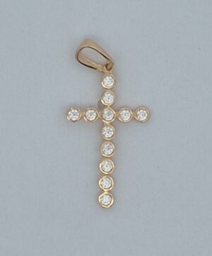 9CT YG CROSS WITH CUBIC ZIRCONIA